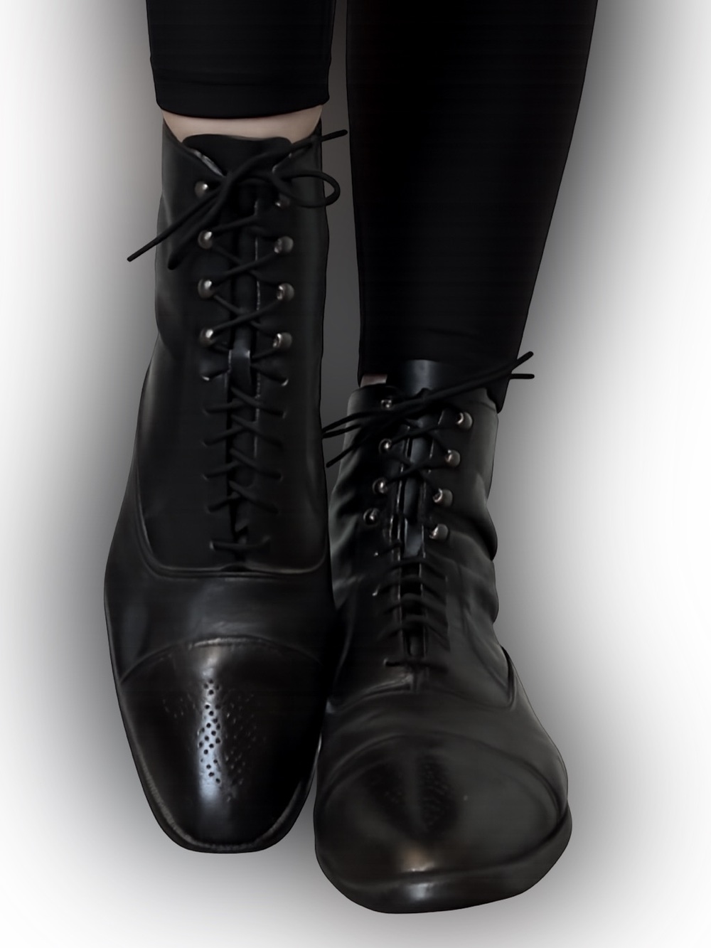 White Mountain Black Leather Victorian Brogue Lace Women’s Boots GUC Granny 10